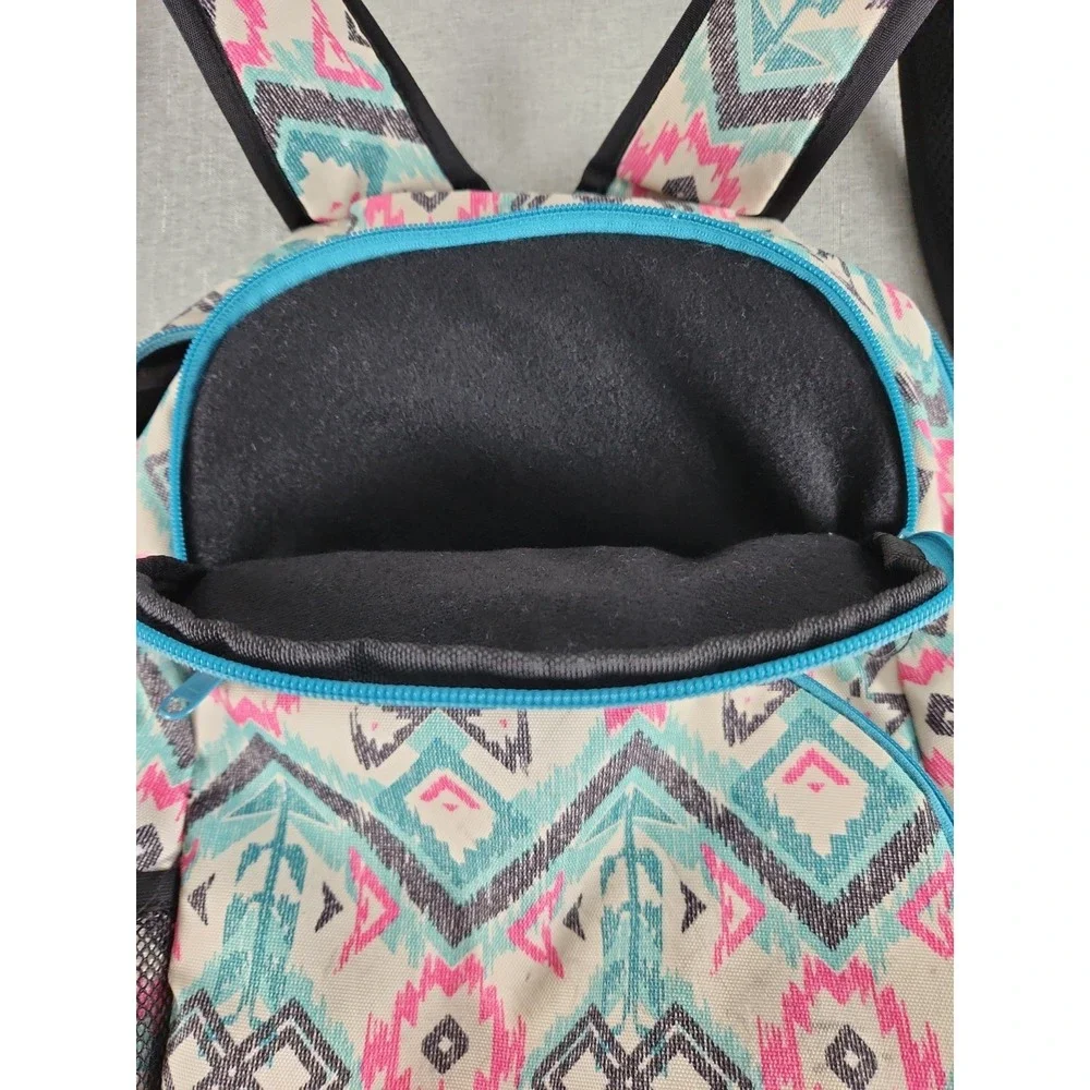 KAVU Packwood Backpack Southwest Aztec Tribal Canvas Laptop Bookbag Teal Pink